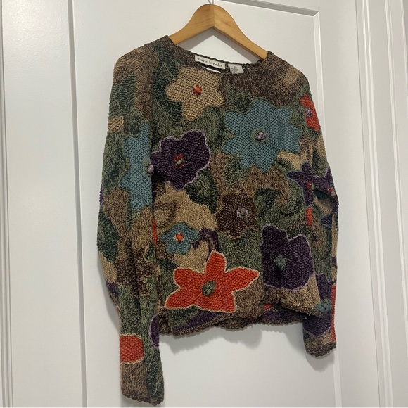 DAVID BROOKS - Hand Knit - Floral Print Sweater - Women’s M - Picture 10 of 12